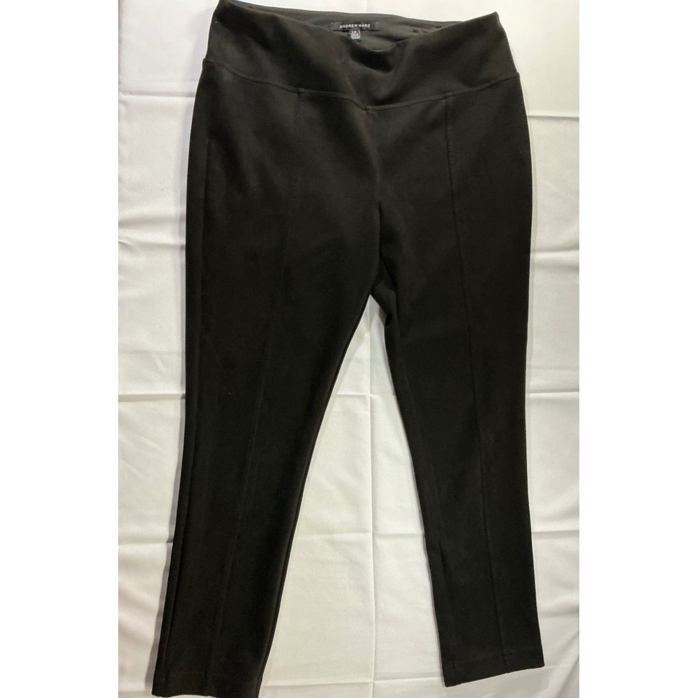 Andrew Marc Womens Black Faux Suede Pull On Leggings Seamed Front Size Large